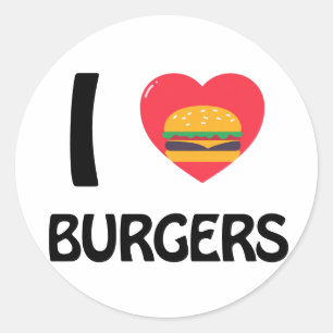 I love Burgers Classic Round Sticker