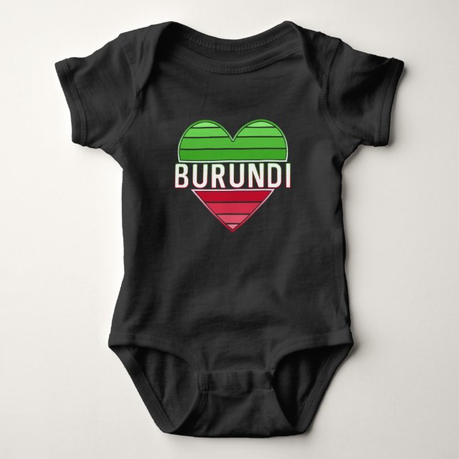 I Love Burundi, Burundian Heart Baby Bodysuit (Front)