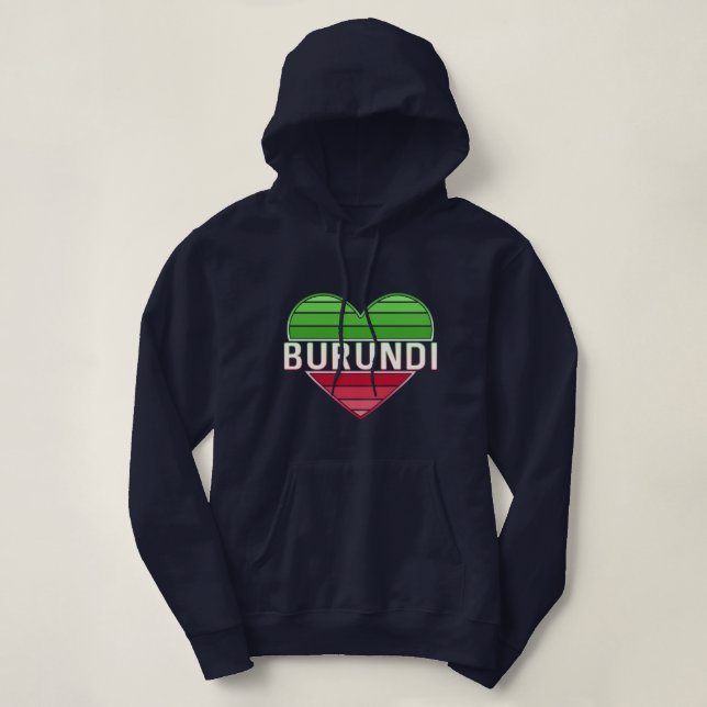 I Love Burundi, Burundian Heart Hoodie (Design Front)