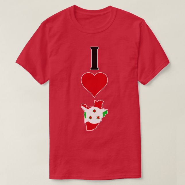 I Love Burundi Vertical I Heart Country Flag Map T-Shirt (Design Front)