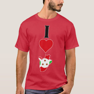 I Love Burundi Vertical I Heart Country Flag Map T-Shirt