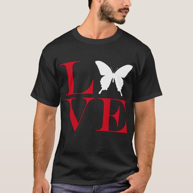 I Love Butterflies - Dark Coloured Tee (Front)
