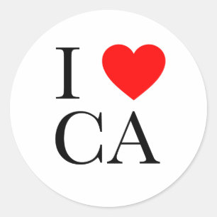 I Love CA Classic Round Sticker