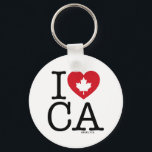 I Love CA | I Love Canada Custom Keychain<br><div class="desc">Let everyone know how much you love Canada with this customisable "I Love CA" keychain featuring retro typography and maple leaf heart accent. The perfect way to show your pride and love for Canada. Personalise by adding your name. Other countries,  states,  provinces and cities are available.</div>