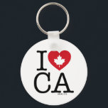 I Love CA | I Love Canada Custom Keychain<br><div class="desc">Let everyone know how much you love Canada with this customisable "I Love CA" keychain featuring retro typography and maple leaf heart accent. The perfect way to show your pride and love for Canada. Personalise by adding your name. Other countries,  states,  provinces and cities are available.</div>