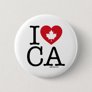 I Love CA   I Love Canada Custom Pin Buttons