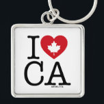 I Love CA | I Love Canada Personalised Keychain<br><div class="desc">Let everyone know how much you love Canada with this customisable "I Love CA" keychain featuring retro typography and maple leaf heart accent. The perfect way to show your pride and love for Canada. Personalise by adding your name. Other countries,  states,  provinces and cities are available.</div>