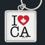 I Love CA | I Love Canada Personalised Keychain<br><div class="desc">Let everyone know how much you love Canada with this customisable "I Love CA" keychain featuring retro typography and maple leaf heart accent. The perfect way to show your pride and love for Canada. Personalise by adding your name. Other countries,  states,  provinces and cities are available.</div>