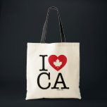 I Love CA | I Love Canada Personalised Tote Bag<br><div class="desc">Let everyone know how much you love Canada with this customisable "I Love CA" tote bag featuring retro typography and maple leaf heart accent. The perfect way to show your pride and love for Canada. Personalise by adding your name. Other cities and provinces are available.</div>