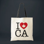 I Love CA | I Love Canada Personalised Tote Bag<br><div class="desc">Let everyone know how much you love Canada with this customisable "I Love CA" tote bag featuring retro typography and maple leaf heart accent. The perfect way to show your pride and love for Canada. Personalise by adding your name. Other cities and provinces are available.</div>