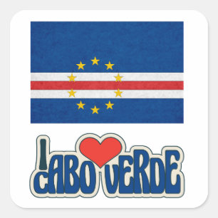 I love Cabo Verde, 80s, 90s, vintage Square Sticker