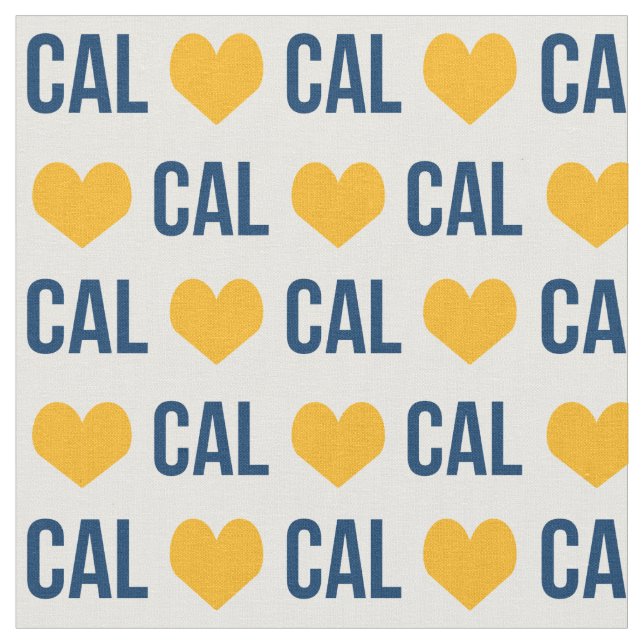 I Love Cal fabric - blue and yellow (Close Up)