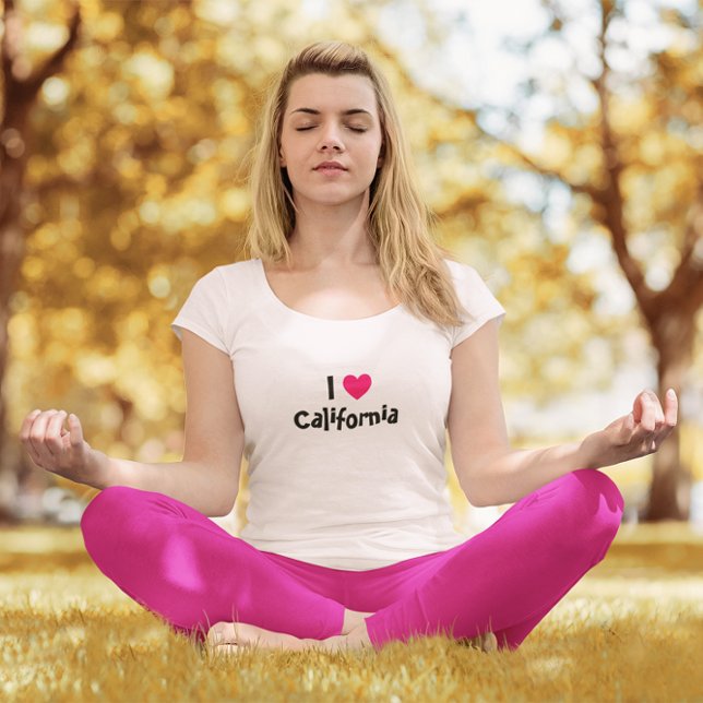 I Love California Hot Pink Heart T-Shirt (Pale Pink Tee)