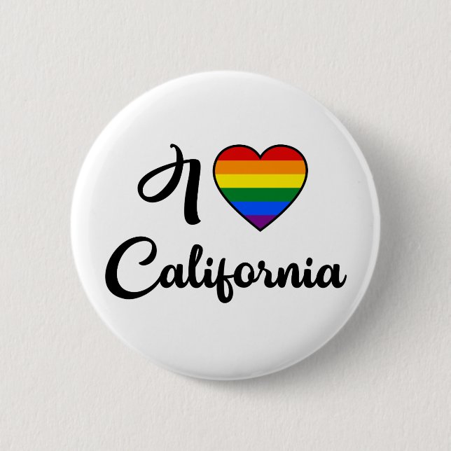 I Love California | LGBT Rainbow Pride Button (Front)