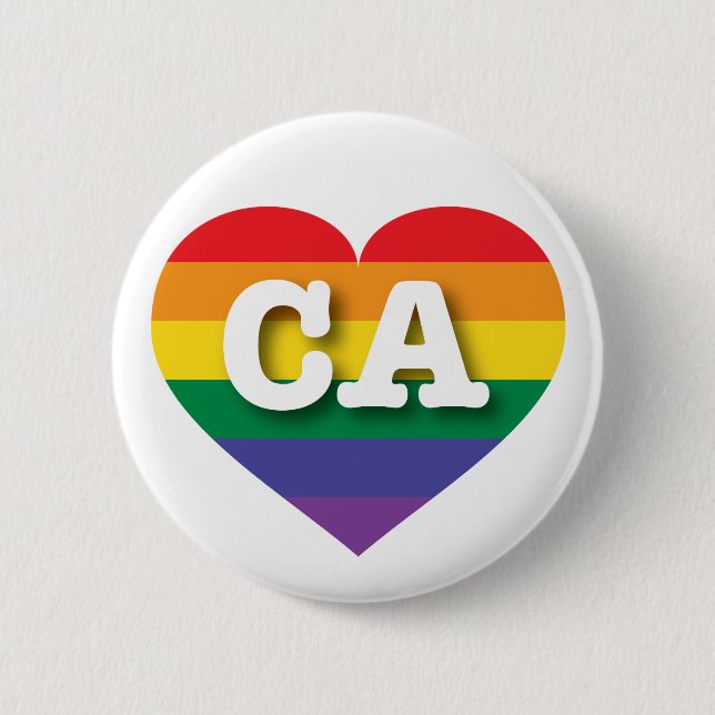 I Love California Rainbow Heart 6 Cm Round Badge (Front)
