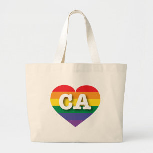 I Love California Rainbow Heart Large Tote Bag