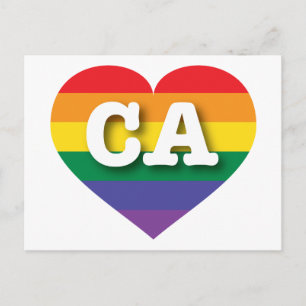 I Love California Rainbow Heart Postcard