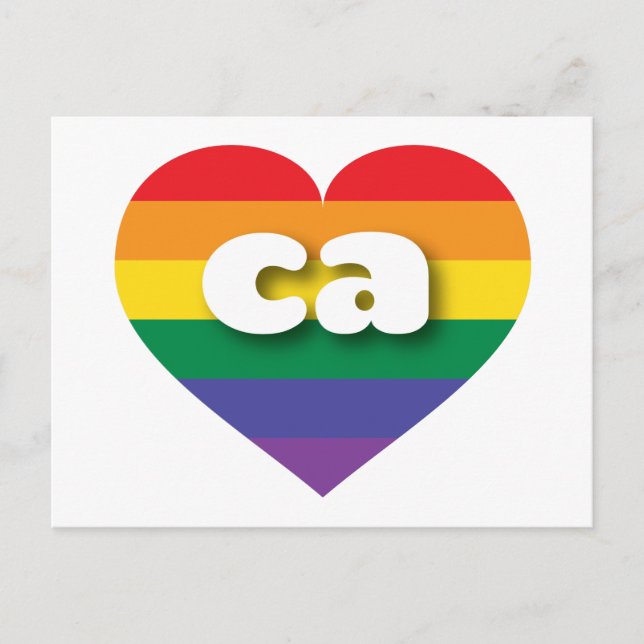 I Love California Rainbow Heart Postcard (Front)