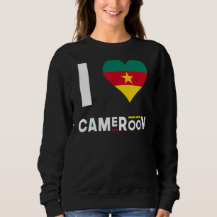 I Love Cameroon  Cameroonian Flag Heart Africa Cam Sweatshirt
