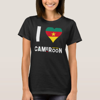 I Love Cameroon Cameroonian Flag Heart Africa Cam T-Shirt