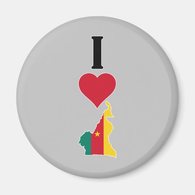 I Love Cameroon Vertical I Heart Country Flag Map Magnet (Front)