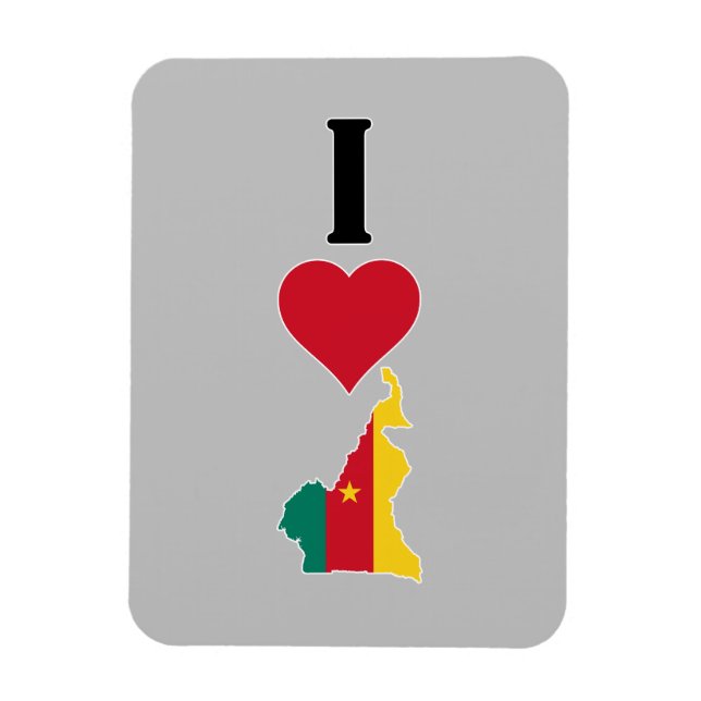 I Love Cameroon Vertical I Heart Country Flag Map Magnet (Vertical)