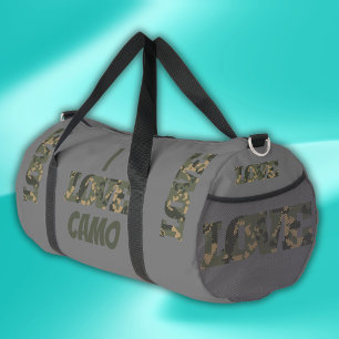 I Love Camouflage Green Brown   Duffle Bag