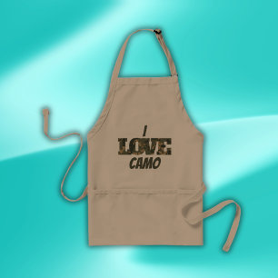 I Love Camouflage Green Brown   Standard Apron