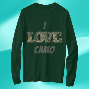 I Love Camouflage Green Brown   T-Shirt