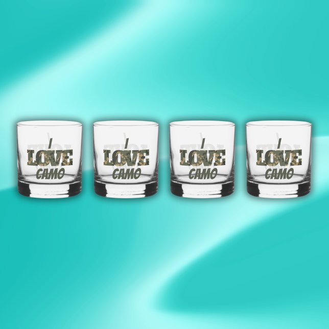 I Love Camouflage Green Brown | Whiskey Glass (Creator Uploaded)