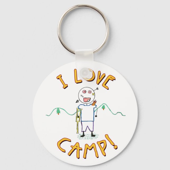 I Love Camp - Funny Kids Summer Camp Drawing Key Ring (Front)
