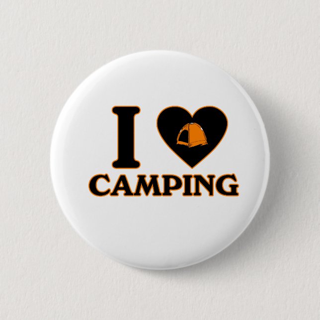 I Love Camping 6 Cm Round Badge (Front)