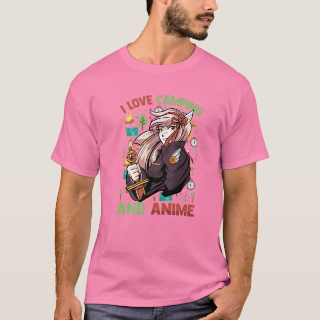 I Love Camping And Anime - Kawaii Cute - Manga Ota T-Shirt (Front)