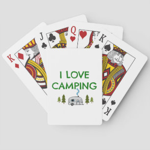 I Love Camping Camper Nature Trees Trailer Playing Cards