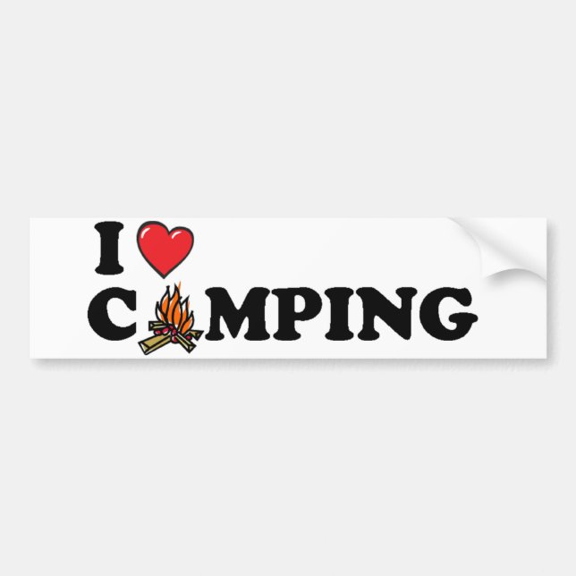 I Love Camping Campfire Bumper Sticker (Front)