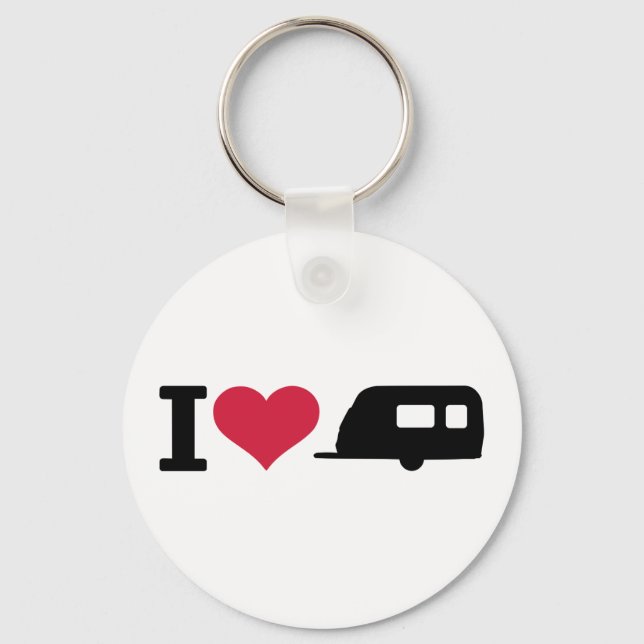 I love camping - caravan key ring (Front)