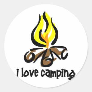 i love camping classic round sticker