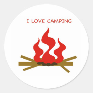 I LOVE CAMPING CLASSIC ROUND STICKER
