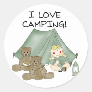 I Love Camping Classic Round Sticker