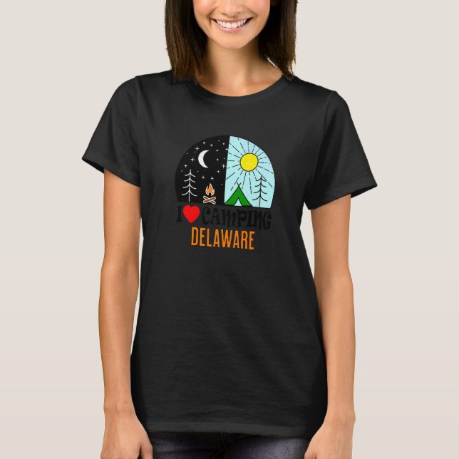 I Love Camping Delaware America Outdoors Nature Hi T-Shirt (Front)