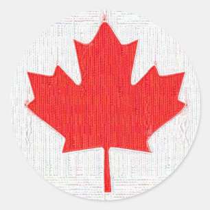 I love Canada! Canadian Flag Stitch Look Design Classic Round Sticker
