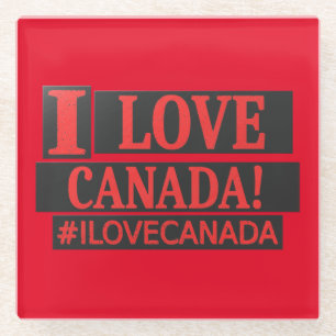 "I LOVE CANADA" Cute Expression Design Buy Now Glass Coaster