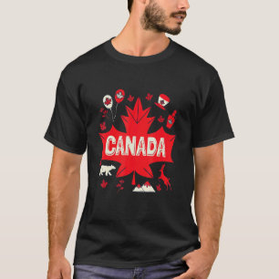 I Love Canada Happy Canadian Flag  Maple Leaf Men  T-Shirt
