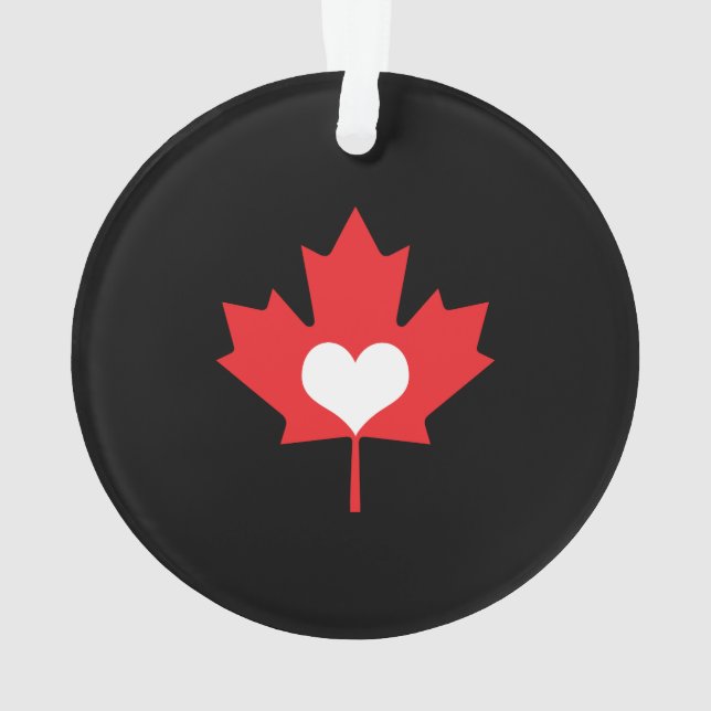 I Love Canada Heart and Maple Leaf Ornament (Back)