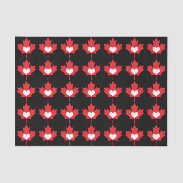 I Love Canada Heart and Maple Leaf Tissue Paper (Front)