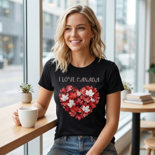 I love Canada. Heart. Canadian Maple leaf. T-Shirt