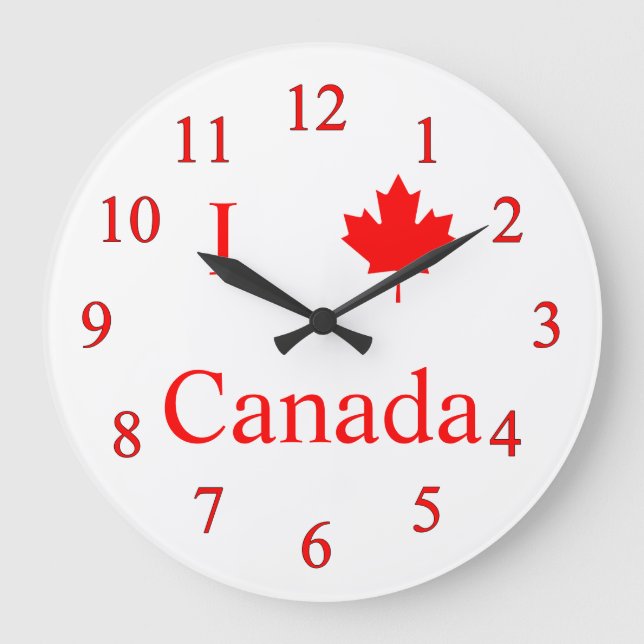 I Love Canada Large Clock (Front)