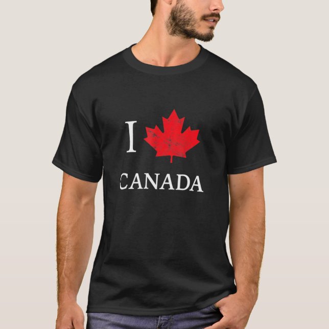 I Love Canada Maple Leaf Heart Canada Day Tee (Front)