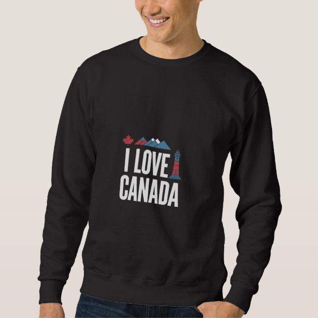 I Love Canada Maple Leaf Mountains Lighthouse Sweatshirt (Front)