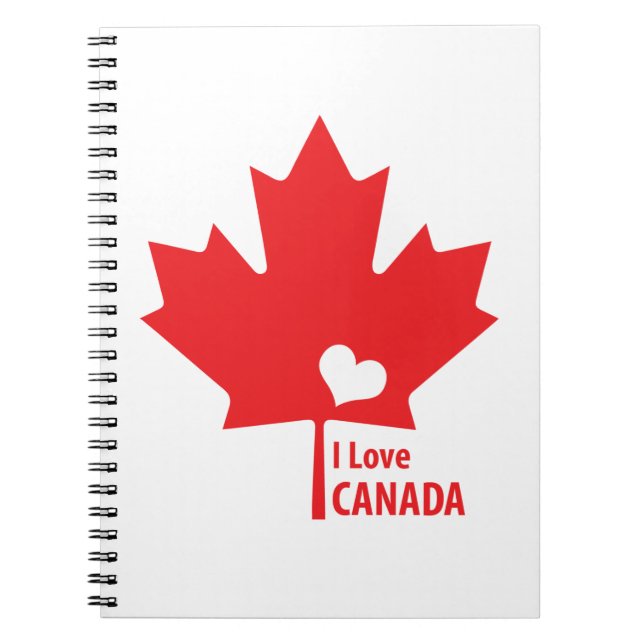 I love Canada Maple Leaf Spiral Notebook (Front)